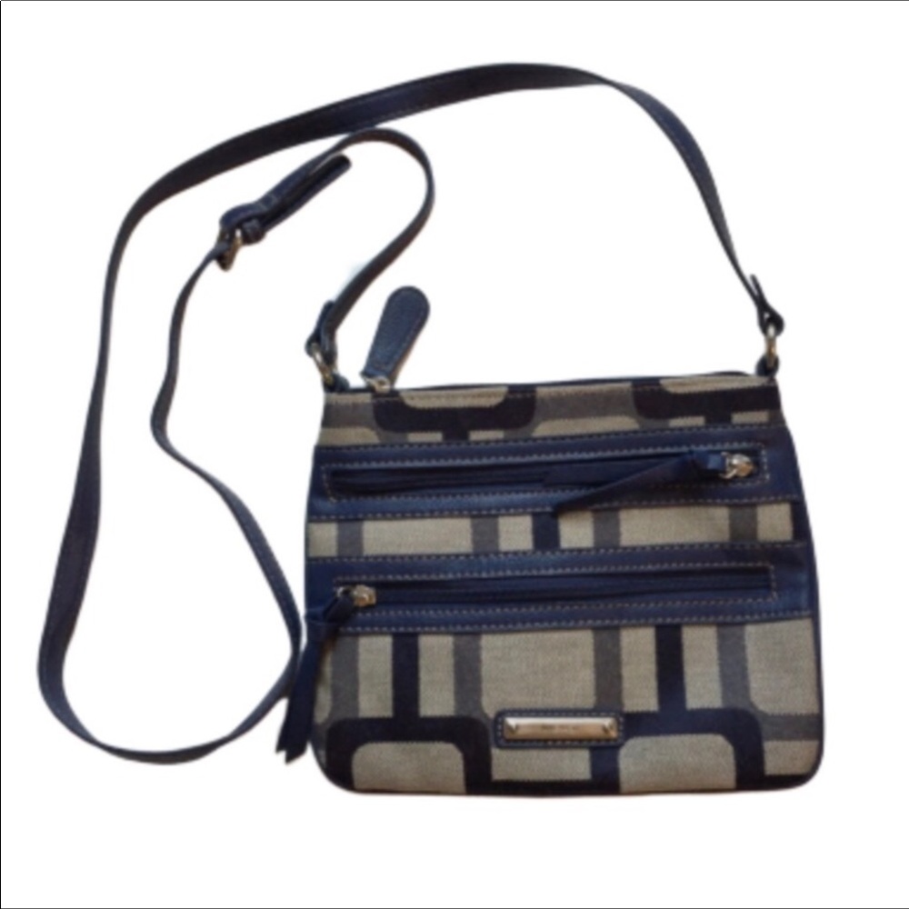 Nine West Blue & Gray Canvas Crossbody
